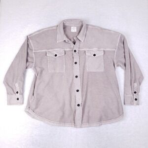 Cleo + Wolf Oversized Cotton Shacket Size XL Light Taupe Relaxed Fit